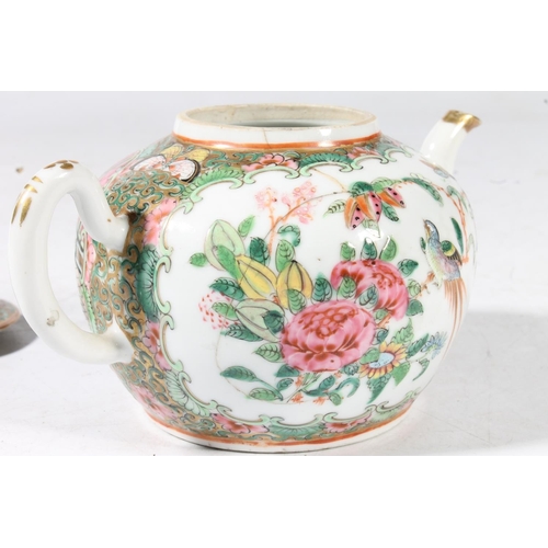 249 - Chinese early 20th century small Canton enamel famille rose teapot, 11cm high.