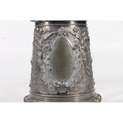 254 - German WMF pewter/silver plated tankard, 30cm high.