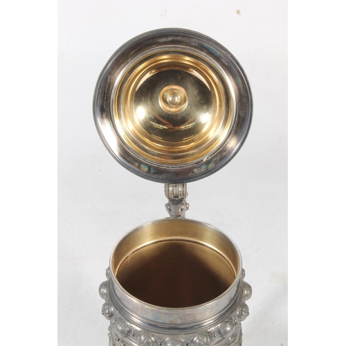 254 - German WMF pewter/silver plated tankard, 30cm high.