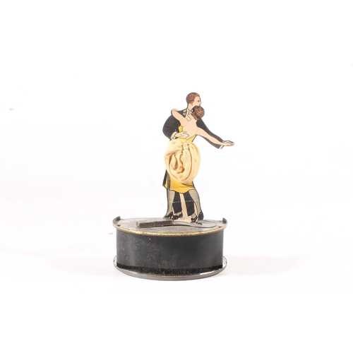 268 - Vintage Tango Two cardboard and tin novelty dancing couple for a gramophone.