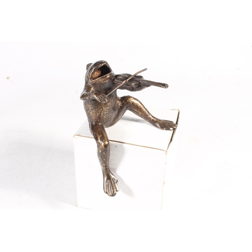 276 - Bronze musical frog model, 12cm high.