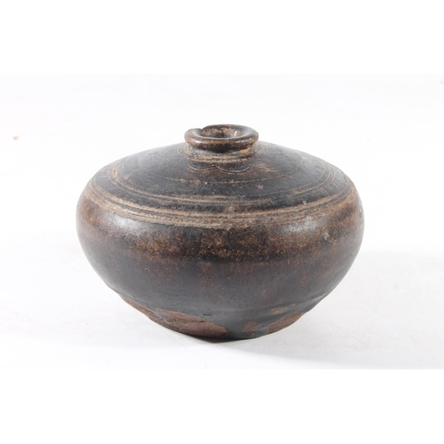 286 - By repute a Khmer Dynasty Cambodian stoneware lime pot, 13.5cm.