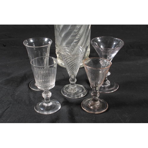 290 - Vintage H Gould of London soda syphon and five late 18th/early 19th century drinking glasses.