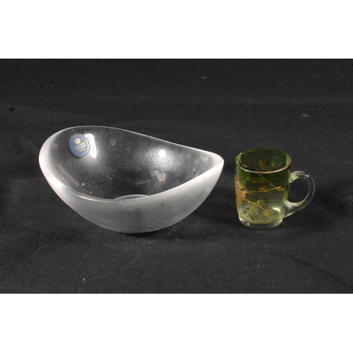 292 - Royal Copenhagen crystal bowl and an early 20th century green glass and floral enamelled tumbler.