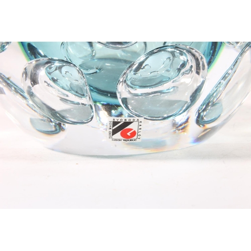 295 - Czech Svoboda Karlov pale blue Art Glass vase, 27cm high.