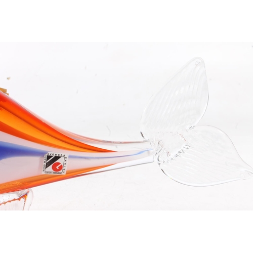 298 - Czech Svoboda Karlov Art Glass fish sculpture, 29cm high.