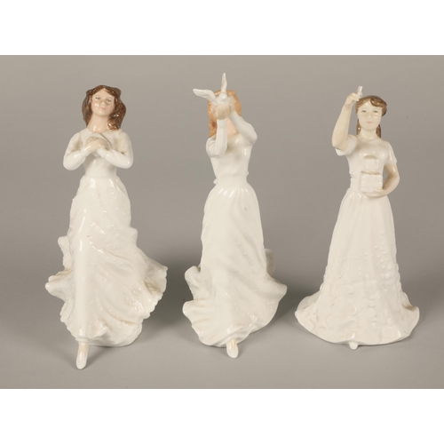 2 - Three Royal Doulton figurines to include Thinking of You HN3124, Sentiments Happy Christmas HN4255, ... 