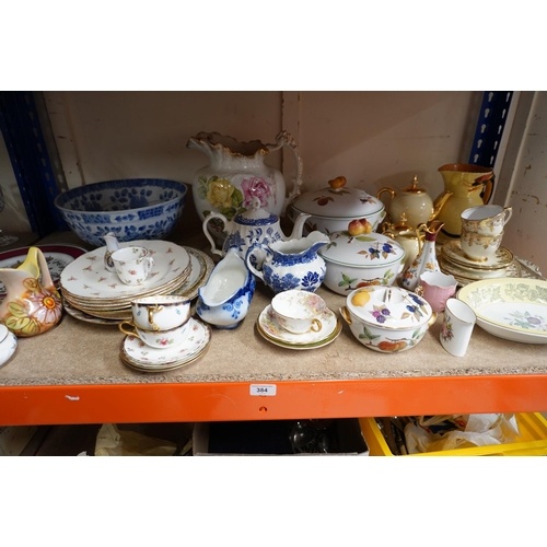 384 - Decorative ceramics to include Royal Worcester, blue and white, Foley plates, etc.