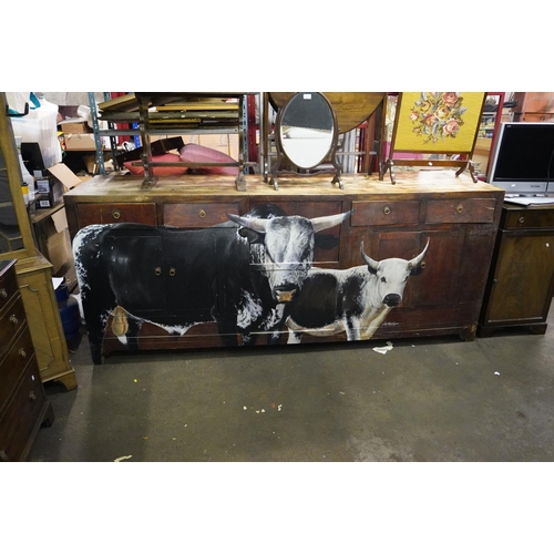 598 - Nguni South African dresser painted with cows by the artist Robby Kotejin, purchased from Ancestors ... 