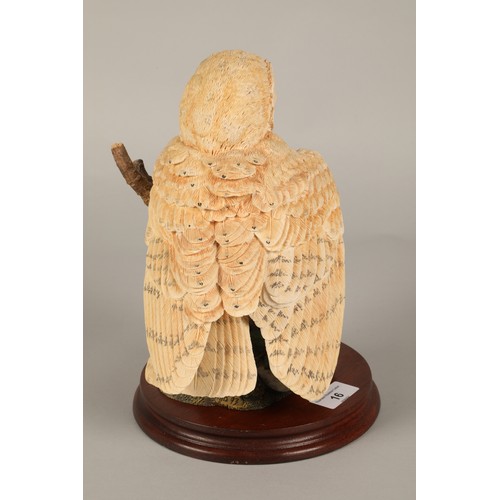 16 - Border Fine Arts Chiltern, The Russell Willis Collection WB71 Barn Owl and Chick figurine on wooden ... 