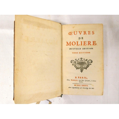 67 - MOLIERE.  Oeuvres. The set of 8 vols. Eng. frontis. Rubricated titles. Mottled calf, marbl... 