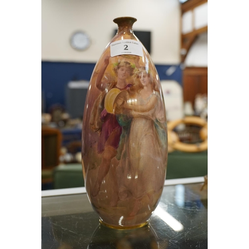 2 - Doulton Burslem vase decorated with two musicians.