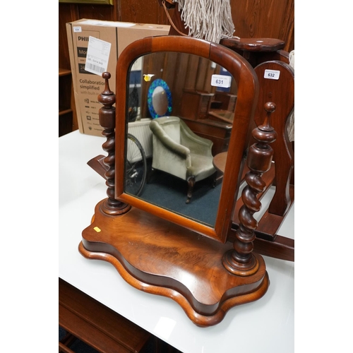 631 - Victorian mahogany dressing glass, 57cm high.