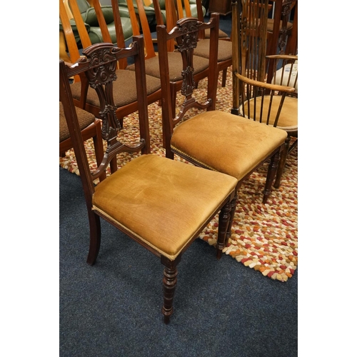 664 - Pair of Edwardian hall chairs.