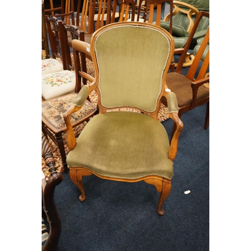 668 - Edwardian upholstered armchair.