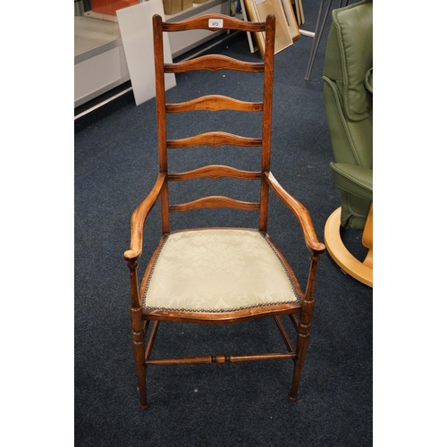 672 - Edwardian mahogany ladderback armchair.