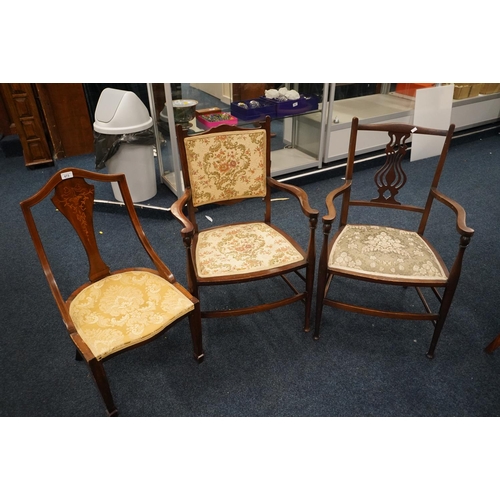 673 - Three Edwardian chairs.