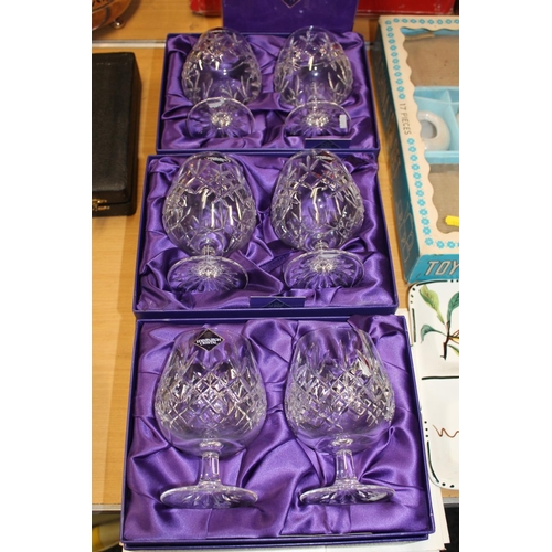 390E - Boxed Edinburgh Crystal goblets and a decanter.