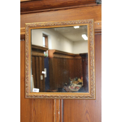 637 - Rectangular gilt framed wall mirror, 48cm high.