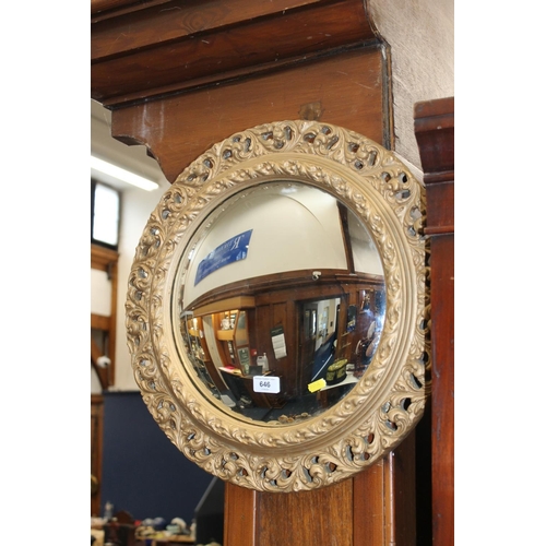 646 - Gilt framed round mirror, W53cm.