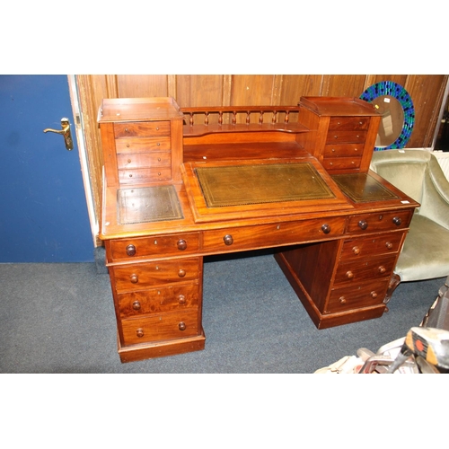 649 - Early 20thC mahogany Dickens desk, H108cm.