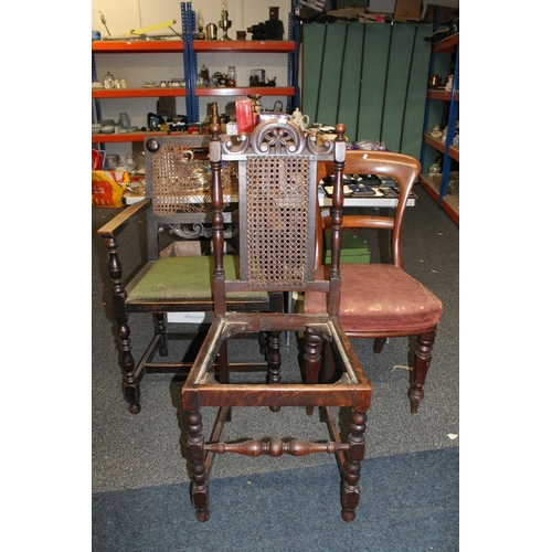 656 - Two bergere back chairs and one other Edwardian mahogany chair (3)