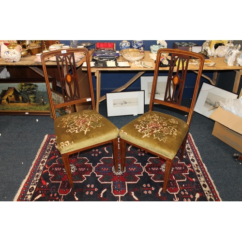 658 - Pair of Edwardian inlaid mahogany hall chairs.