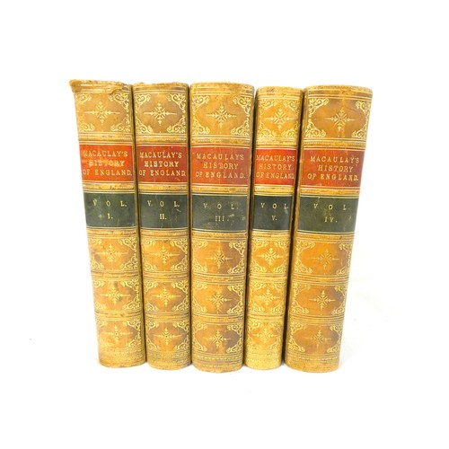 75 - MACAULAY T. B.  The History of England. The set of 5 vols. Large 8vo. Calf, gilt backs, marbled edge... 