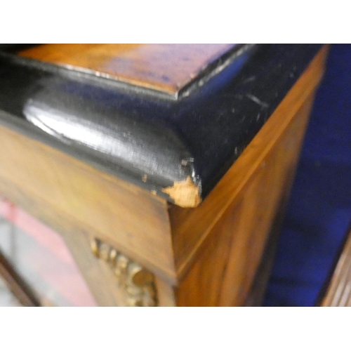 384 - Victorian inlaid walnut pier cabinet with glazed door enclosing shelves.