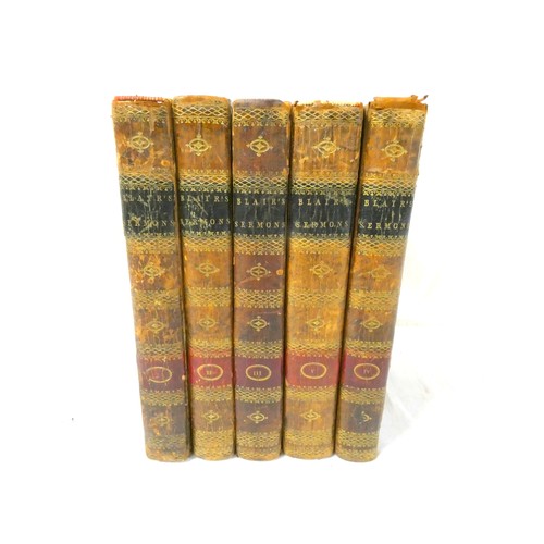 79 - BLAIR HUGH.  Sermons. 5 vols. Tree calf, gilt backs, some wear & tendency to split. Publisher's ... 