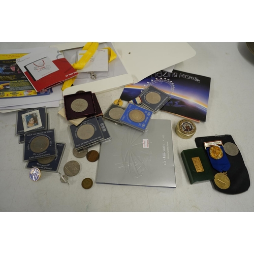 490A - Selection of various commemorative coins, ephemera, enamel badges, medals etc. (qty)