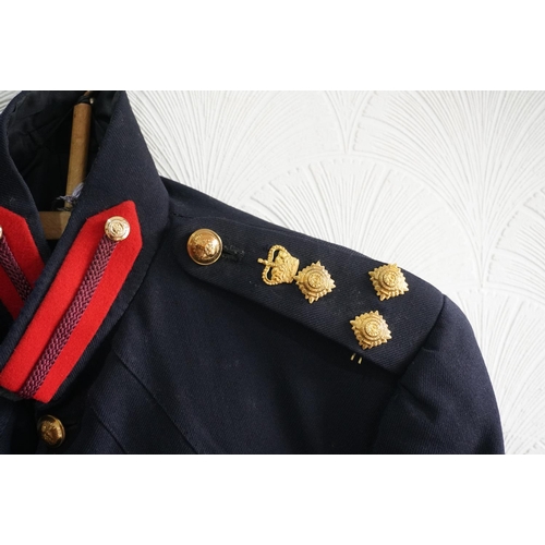 1741 - British army uniform, a black jacket having medal ribbons for MBE, general service medal with mentio... 