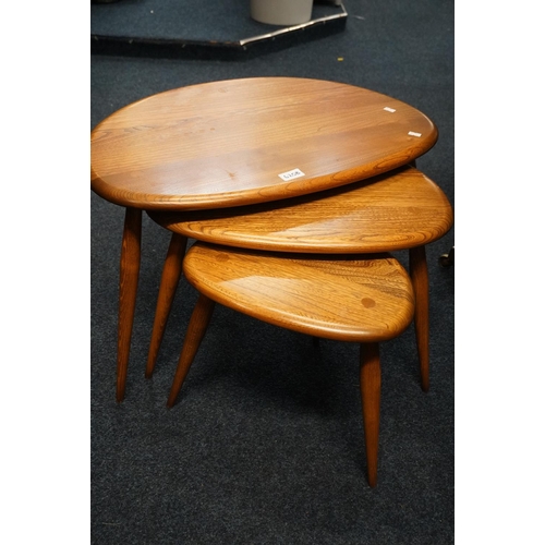 620B - Ercol mid century retro pebble nest of tables.