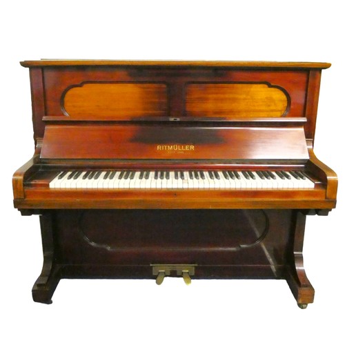 161 - 20th century Ritmüller upright piano in mahogany case. This item contains ivory and has been registe... 