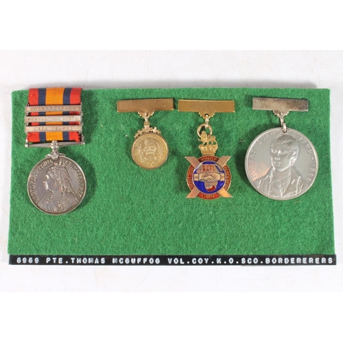 1075 - Medals of 6969 Private Thomas McGuffog of the 3rd Volunteer Battalion Kings Own Scottish Borderers K... 