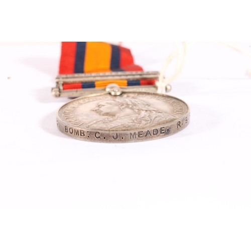 1096 - Medal of 80321 Bombardier C J Meade of the R Battery Royal Horse Artillery comprising Boer War Queen... 