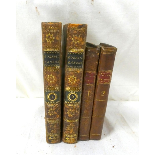 121B - SMOLLETT THOMAS.  The Adventures of Roderic Random. 2 vols. Eng. title & plates. 24mo. Old mottl... 