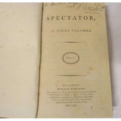 126B - The Spectator.  The set of 8 vols. Calf, morocco spine labels. Glasgow, David Niven, 1791; also The ... 