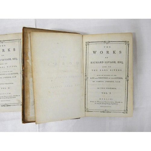 127 - SAVAGE RICHARD, Son of the Earl Rivers.  The Works, With An Account of the Life & Writ... 