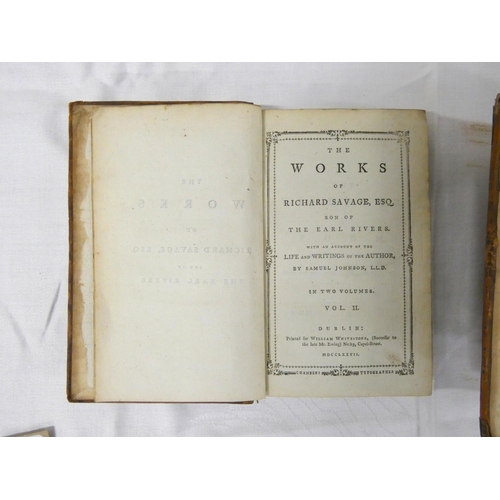 127 - SAVAGE RICHARD, Son of the Earl Rivers.  The Works, With An Account of the Life & Writ... 