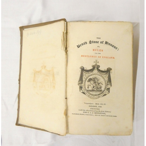 130 - (DIGBY KENELM).  The Broad Stone of Honour or Rules for the Gentlemen of England. 675pp. Eng. title ... 