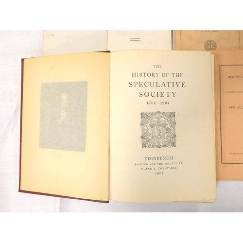 132 - THE SPECULATIVE SOCIETY OF EDINBURGH.  Laws, 1805 & 1808, each in marbled wrappers; Ca... 