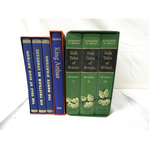 142 - Folio Society.  The Folk Tales of Britain, 3 vols. in slip case; also Malory's Chronicles of King Ar... 