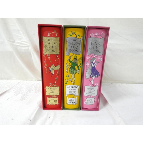 158 - Folio Society.  Andrew Lang, The Yellow Fairy Book, The Red Fairy Book and The Pink Fairy Book. 3 vo... 