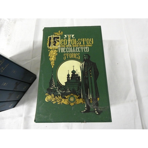 162 - Folio Society.  Tolstoy, The Collected Stories, 3 vols. in slip case; also Anton Chekhov, ... 