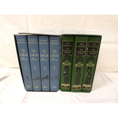 162 - Folio Society.  Tolstoy, The Collected Stories, 3 vols. in slip case; also Anton Chekhov, ... 