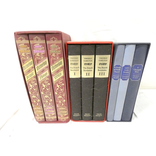 164 - Folio Society.  Victorian Trilogy, 3 vols. in slip case; also Carlyle, French Revolution, 3 vols. in... 