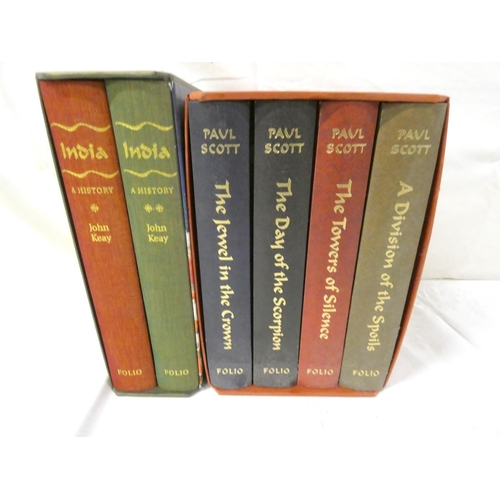 166 - Folio Society.  Paul Scott, The Raj Quartet, 4 vols. in slip case; also Keay, India, 2 vol... 