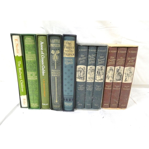 170 - Folio Society.  E. Nesbit, 2 three vol. sets in slip cases; also 5 others in slip cases, children's ... 