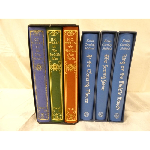 177 - Folio Society.  H. G. Wells, Classics of Science Fiction, 3 vols. in slip case; also Kevin... 